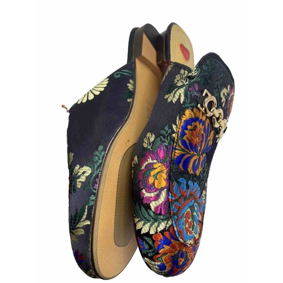 FY Zoe Miriam Silk Embroidery Size 260Cm US 9.5 Sheepskin Vero Cuoio Flat Mules - Picture 4 of 10